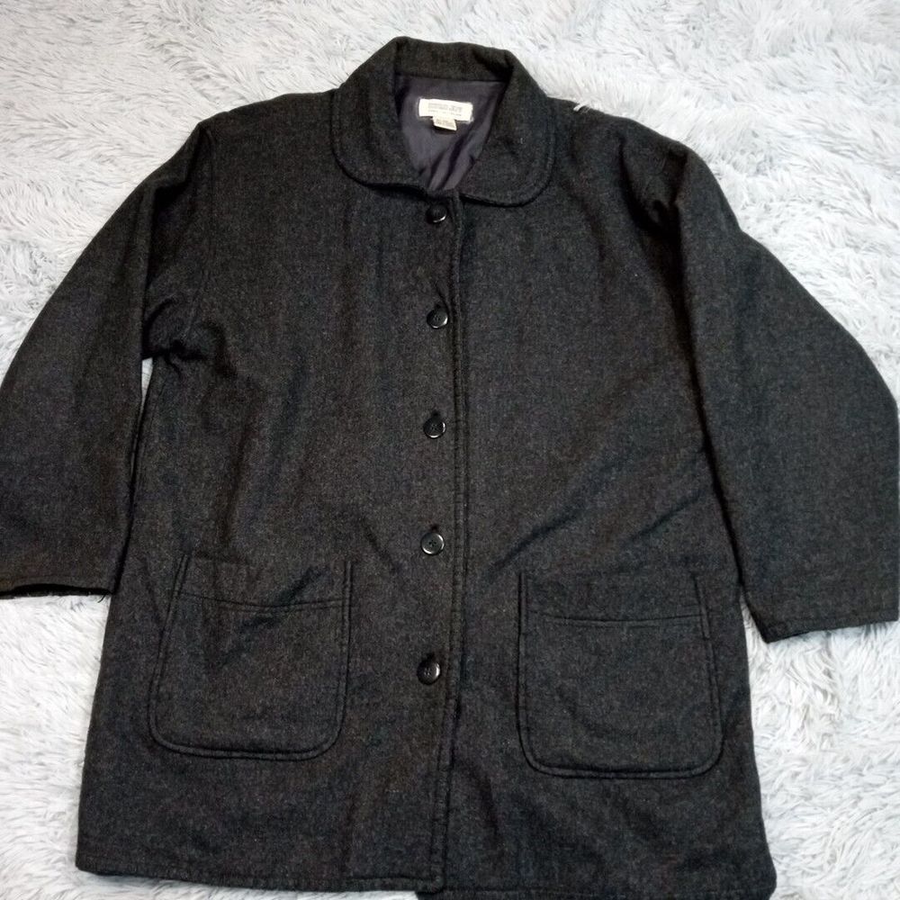 Vintage Euro Joy Jacket Womens XL Gray Wool Blend Coat Pockets Lightweight‎